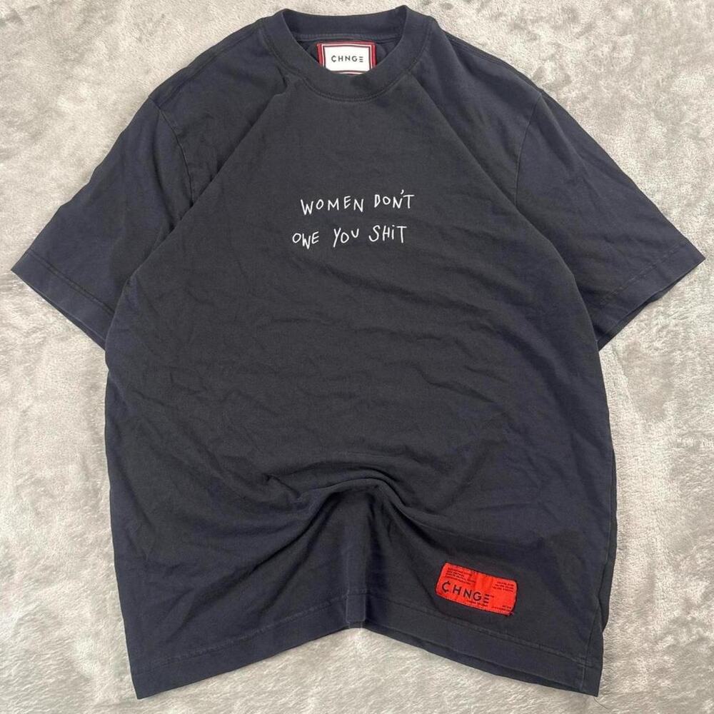 CHNGE Women Don’t Owe You Sh*t T-Shirt Black Large Organic Cotton Embroidered